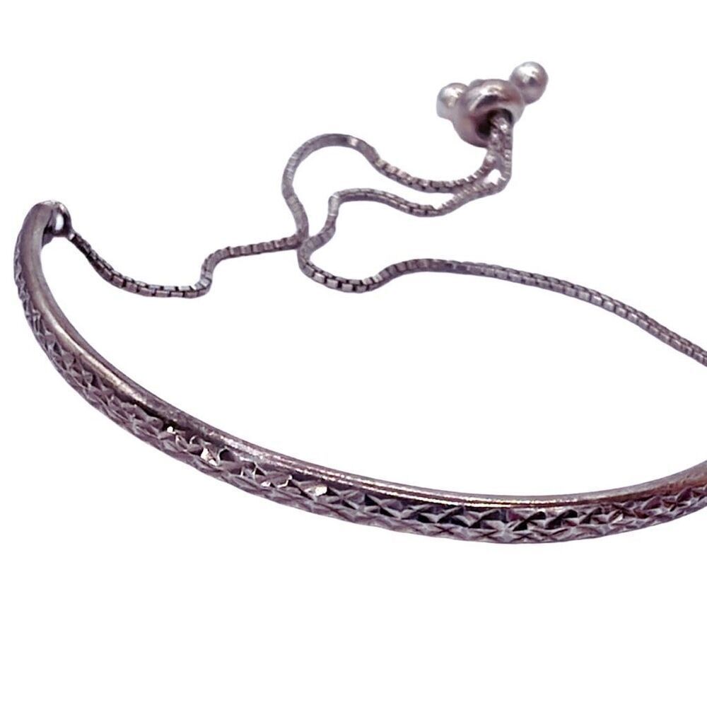 Sterling silver half bar etched bolero clasp bracelet